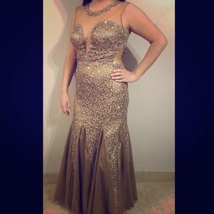 Gold Prom Dress / Elegant Dress